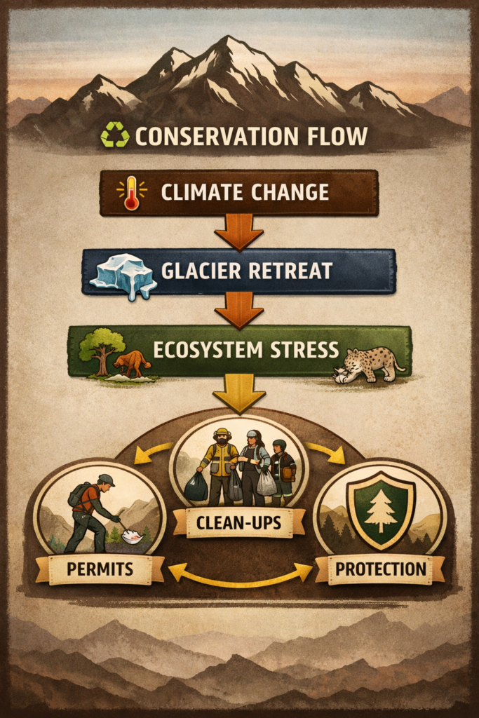 Conservation Flow scheme Climate change,Glacier retrat,Ecosystem stress